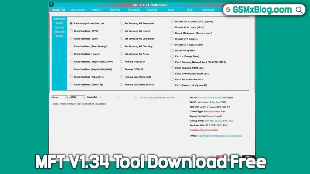 MFT V1.34 (Latest Version) Tool Free Download – Unlock FRP, Bootloader, IMEI Repair 1 MFT V1.34 (Latest Version) Tool Free Download