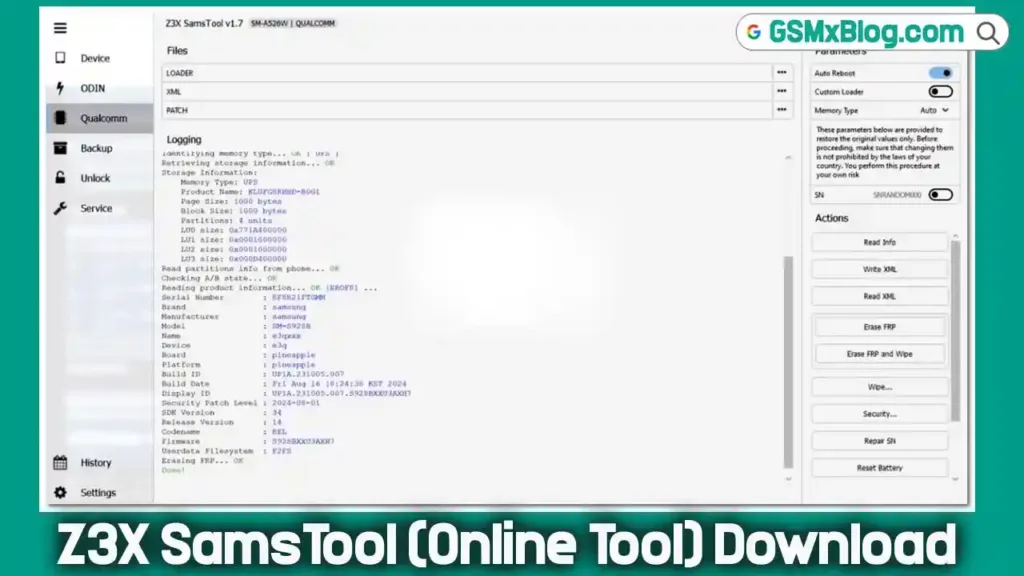 Download Z3X SamsTool v1.19 (Online Tool) Latest Version - Samsung FRP Tool 1 Download Z3X SamsTool (Online Tool) Latest