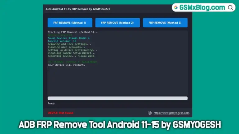 ADB FRP Remove Tool Android 11–15 by GSMYOGESH
