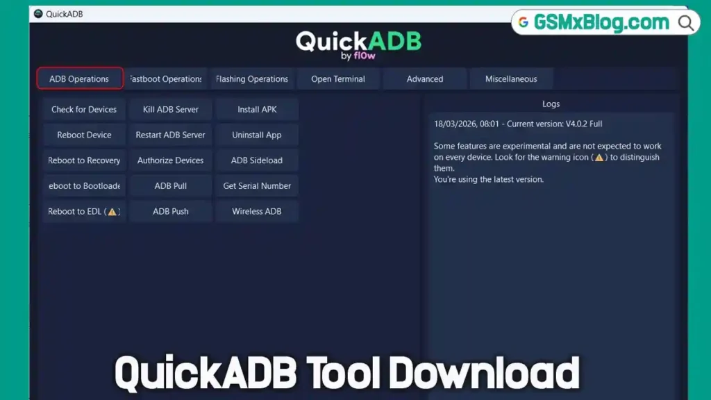 Download QuickADB Tool V4.0.2 – Free ADB and Fastboot Tool for Windows 1 QuickADB Tool Download