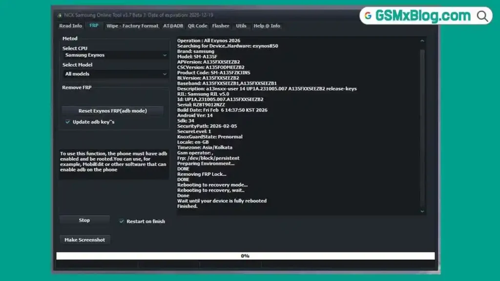 NCK Online Samsung Tool v3.7 Download – Exynos FRP Reset 2026 1 NCK Online Samsung Tool